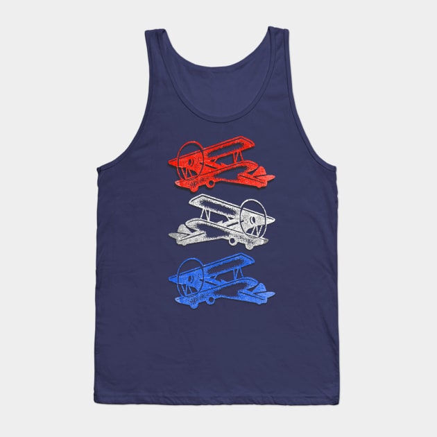 Red White and Blue Prop Engine Airplanes Tank Top by Contentarama